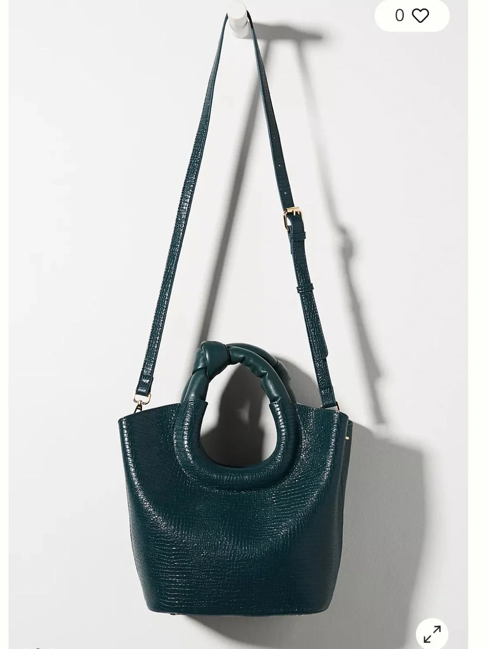 Anthropologie Ring Handle Crossbody Bag Hunter Green Gold